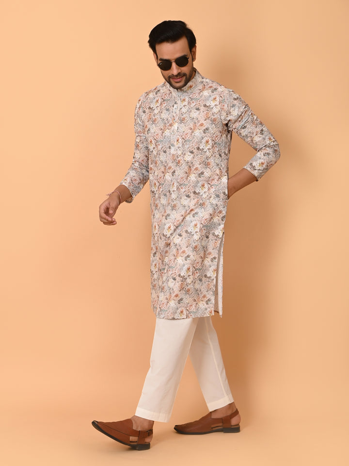 Floral Orange Kurta Set - KM38177-7