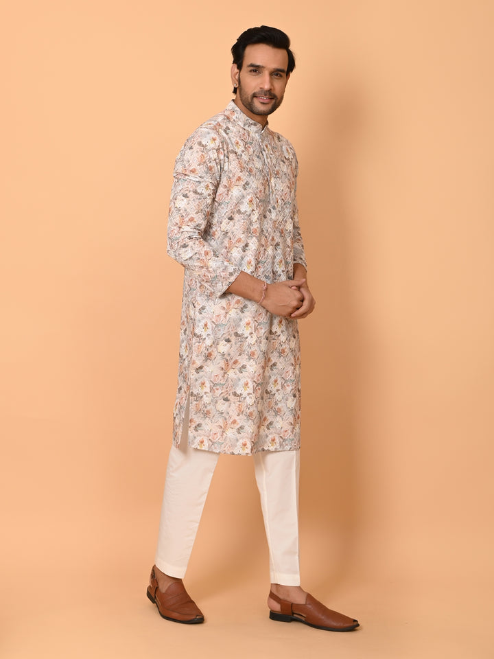 Floral Orange Kurta Set - KM38177-7