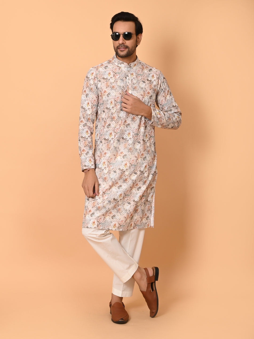 Floral Orange Kurta Set - KM38177-7