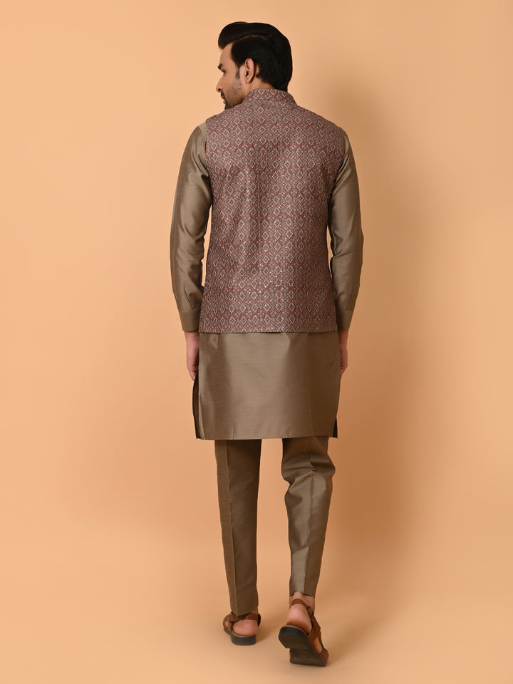 Sequence Brown Jacket Kurta Set - JM36448-749A