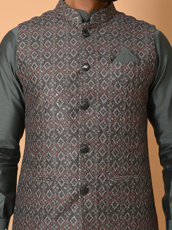 Sequence Green Jacket Kurta Set - JM36448-749B