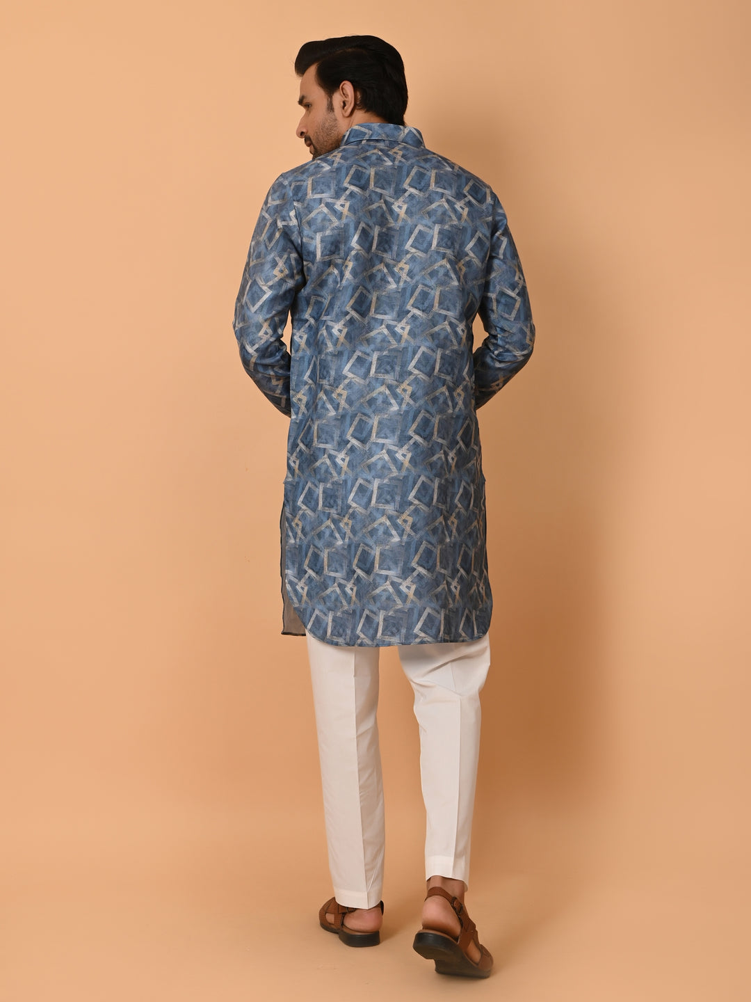 Geometric Blue Kurta Set - KM34715-12