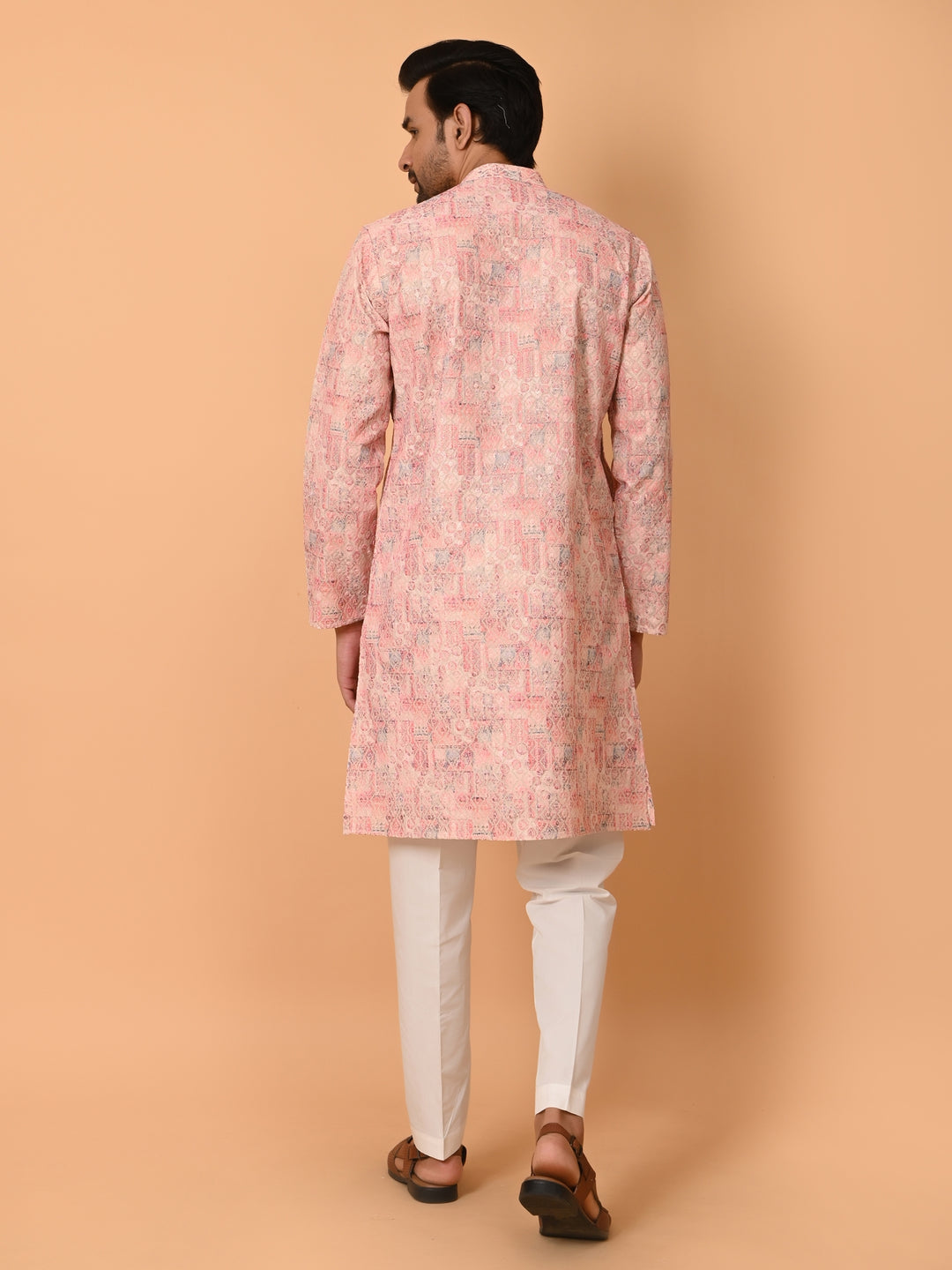 Printed Chikan Pink Kurta Set - KM37907-9A