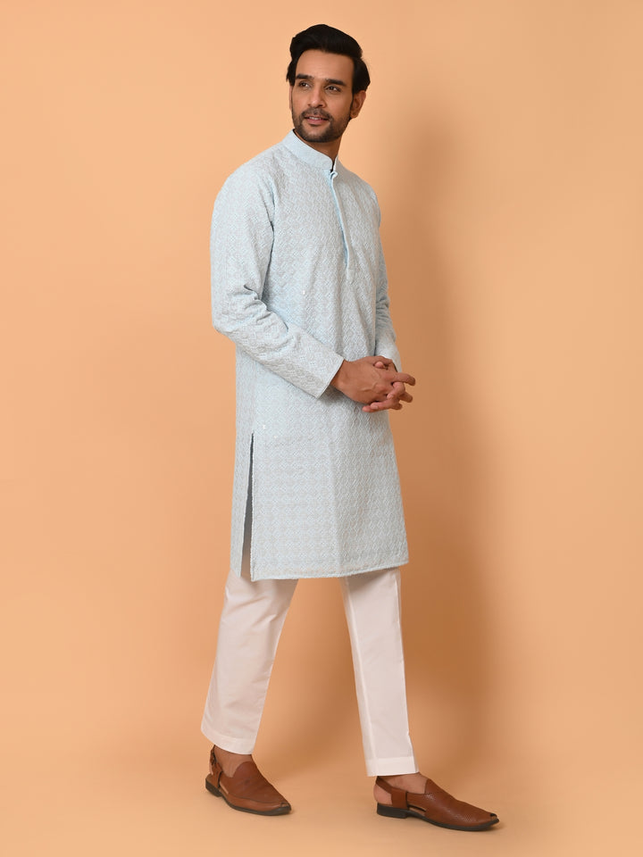 Chikan Blue Kurta Set - KM39028-58