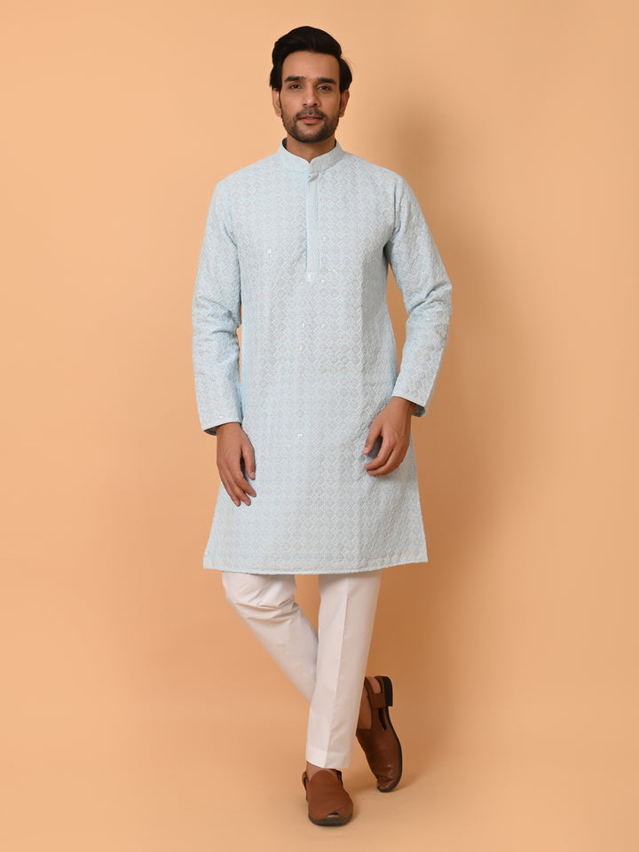 Chikan Blue Kurta Set - KM39028-58