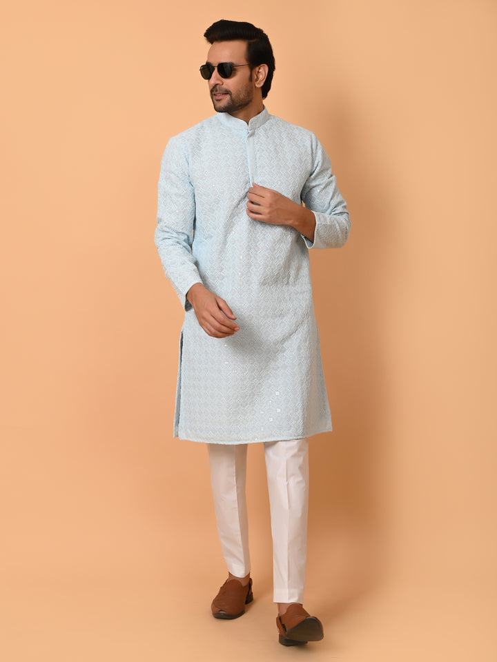 Chikan Blue Kurta Set - KM39028-58