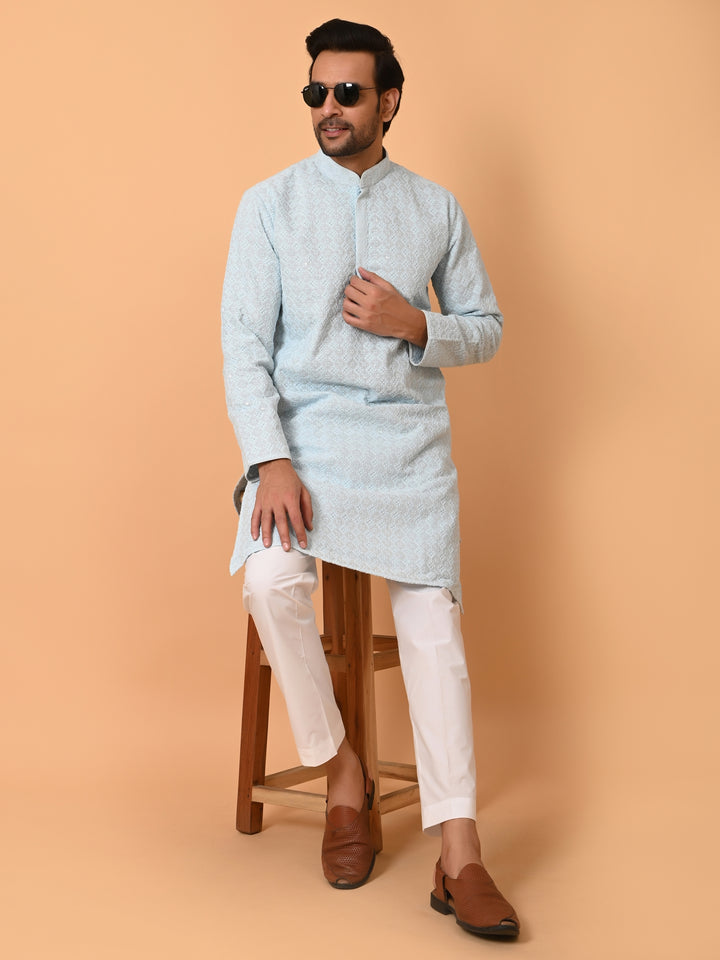 Chikan Blue Kurta Set - KM39028-58