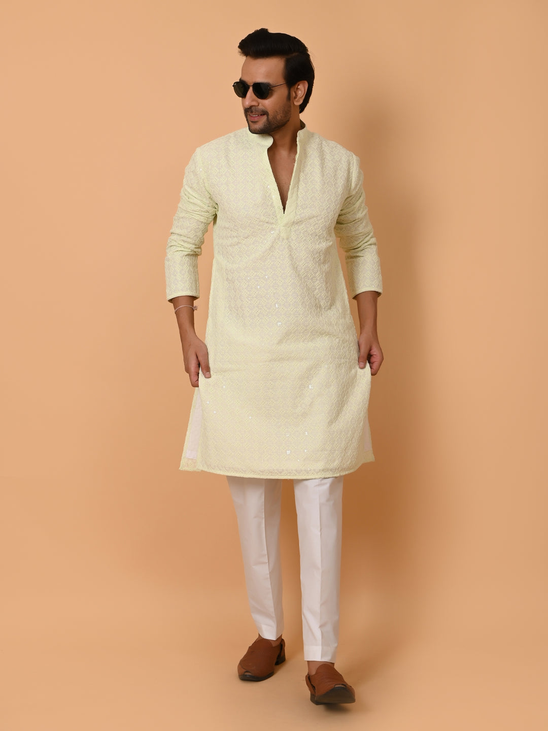 Chikan Pista Kurta Set - KM39028-41