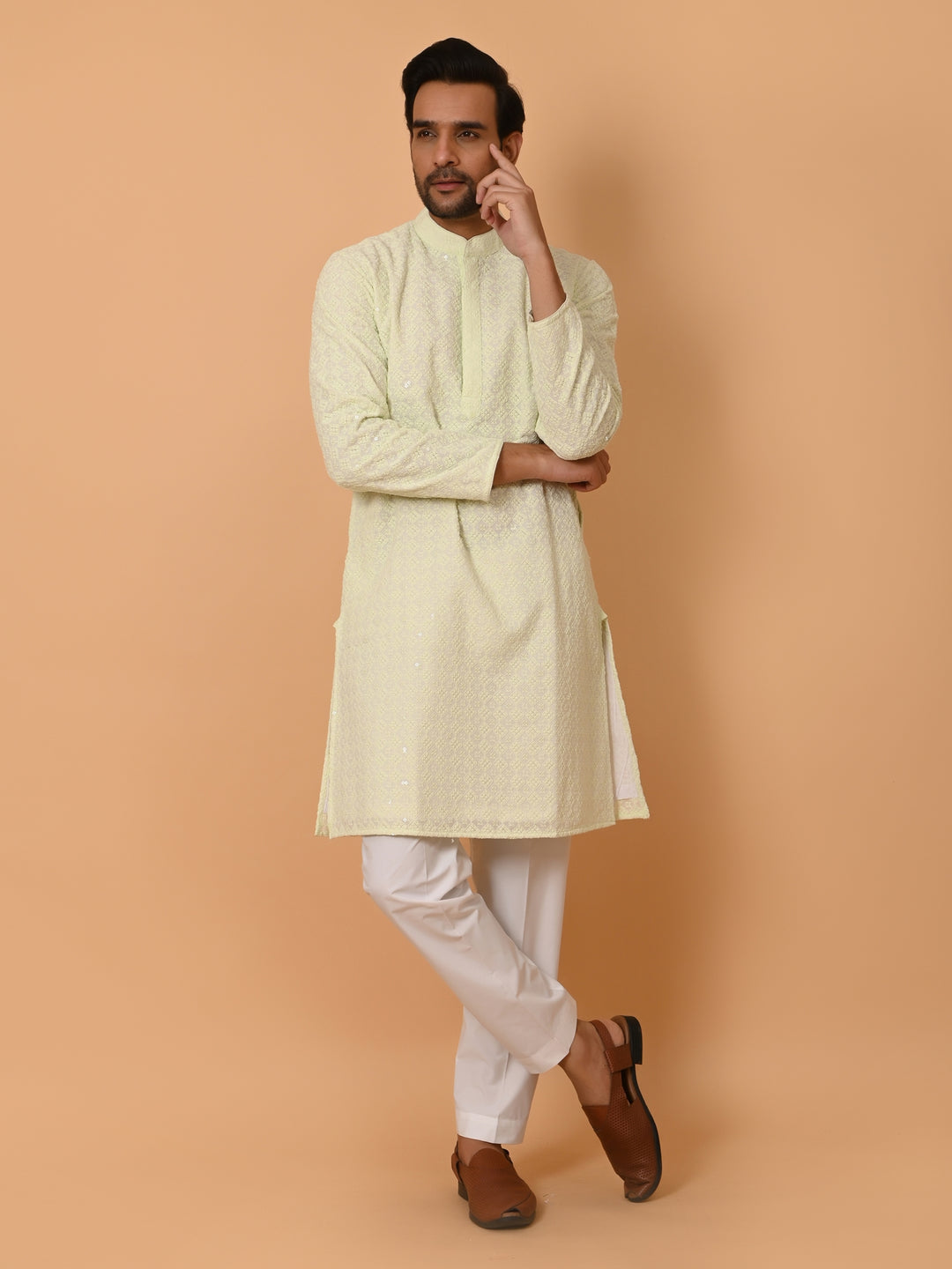 Chikan Pista Kurta Set - KM39028-41