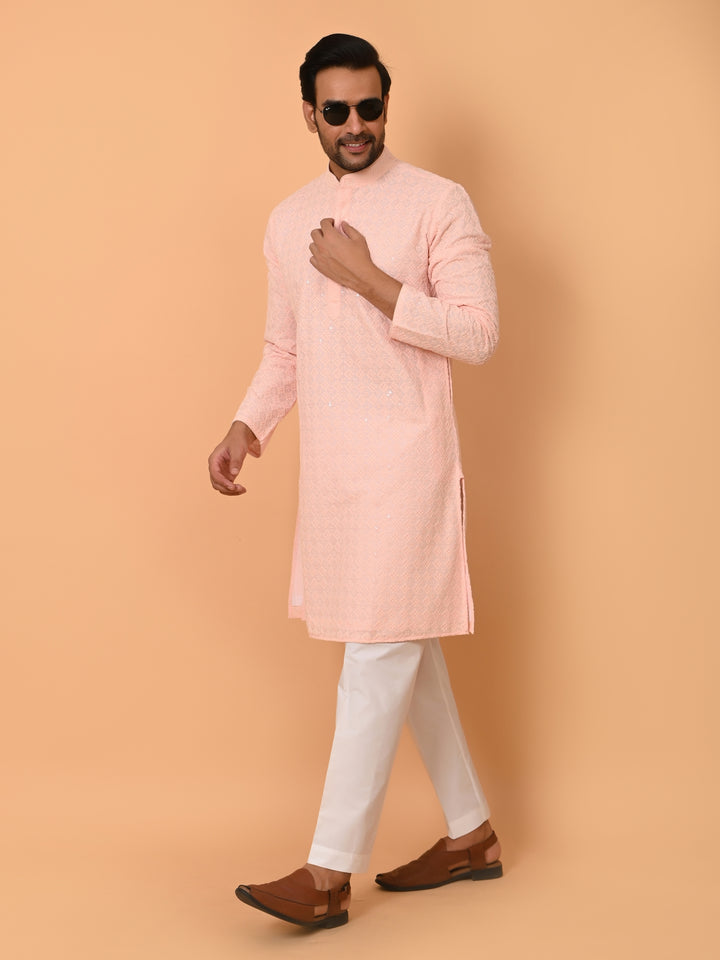 Chikan Pink Kurta Set - KM39028-40