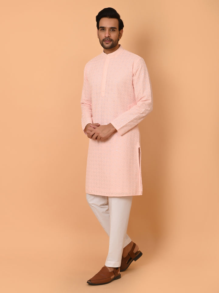 Chikan Pink Kurta Set - KM39028-40