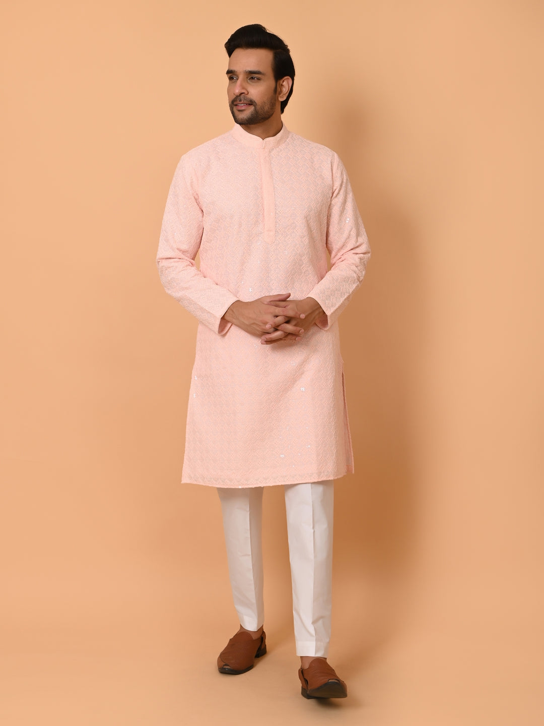 Chikan Pink Kurta Set - KM39028-40