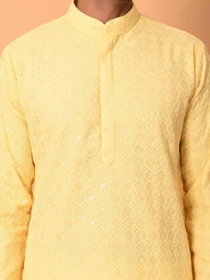 Chikan Yellow Kurta Set - KM39028-Y101