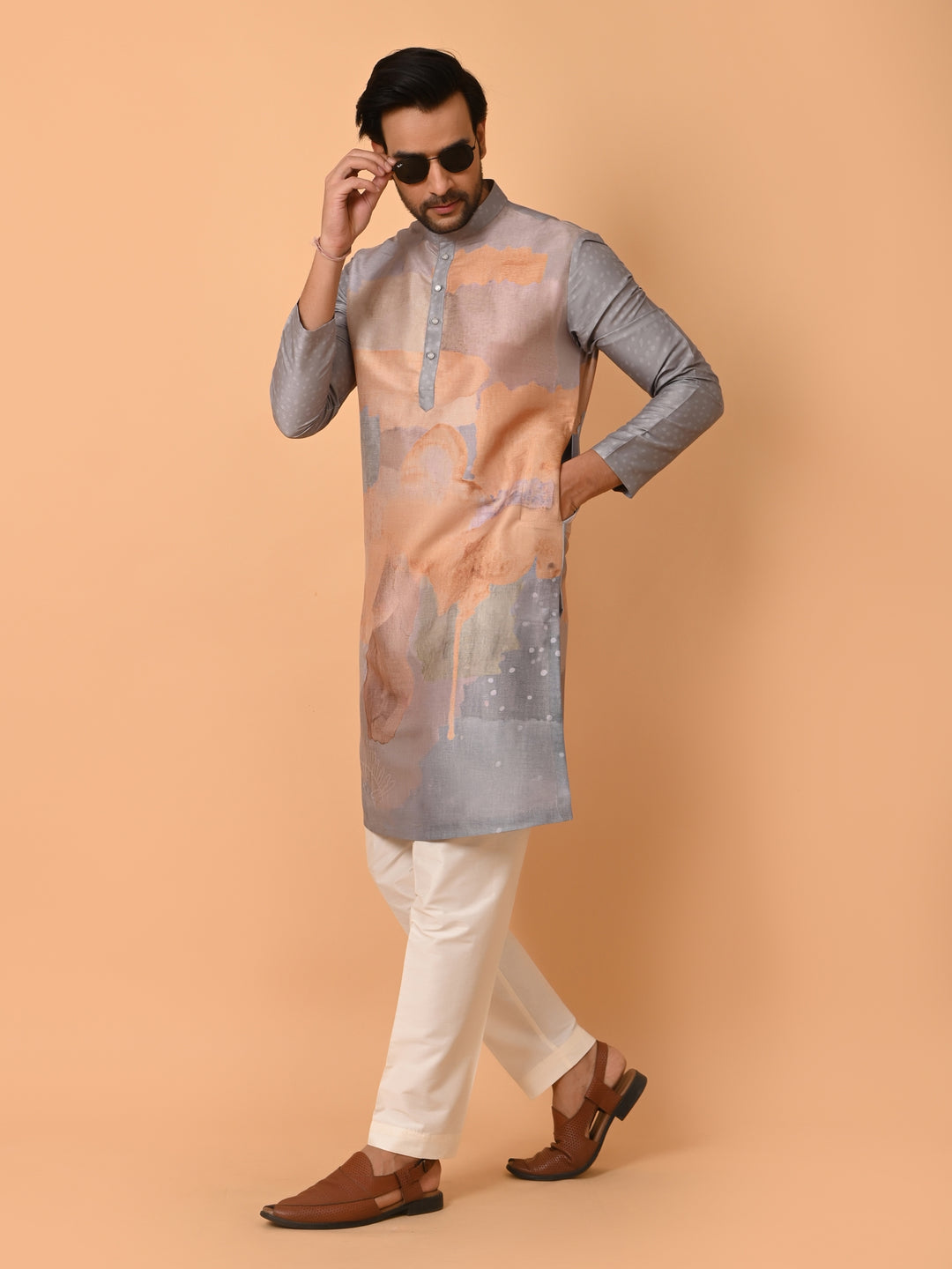 Ombre Grey Kurta Set - KM39939-15