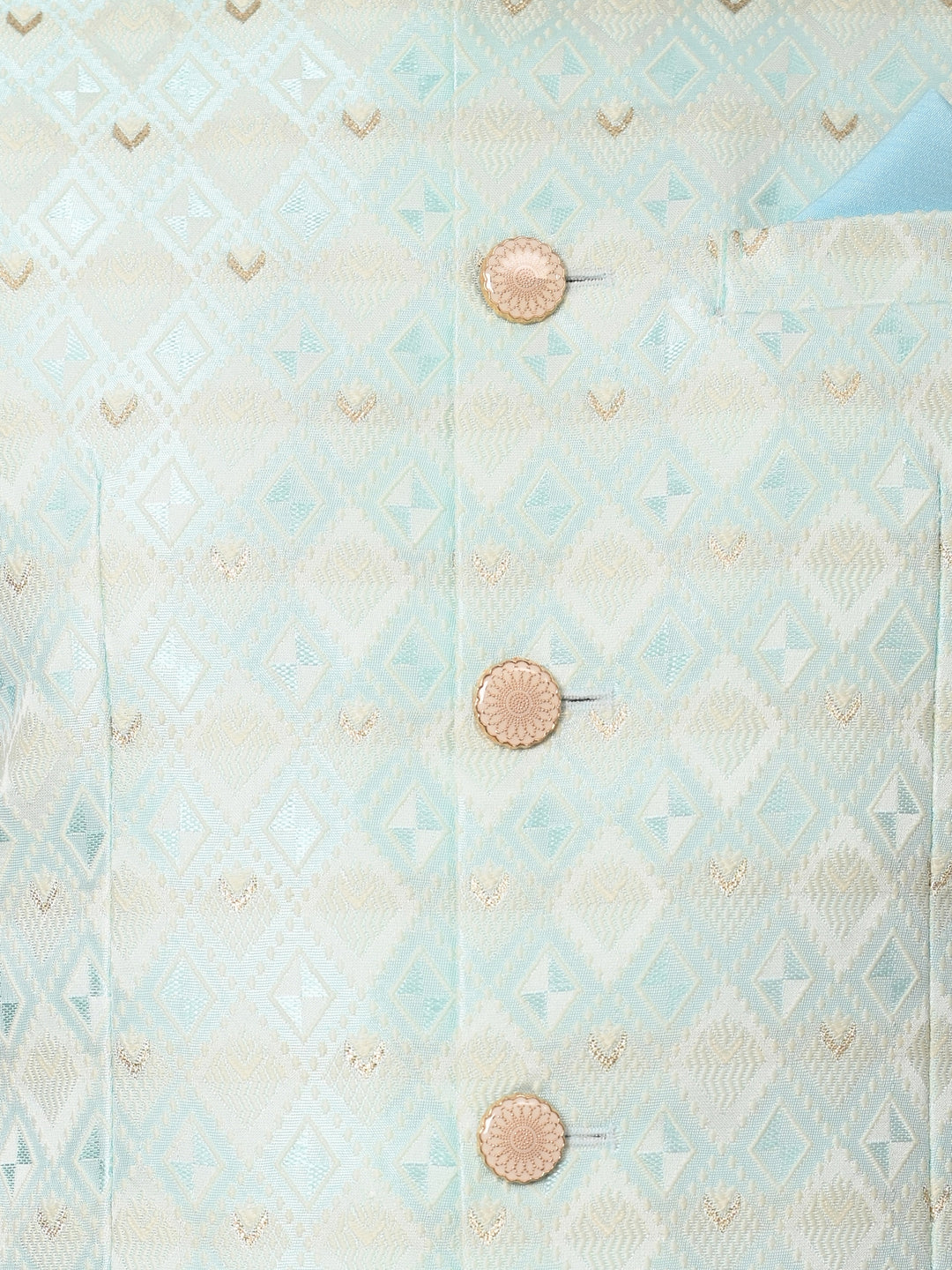 Geometric Blue Jacket Kurta Set - JM37384-5