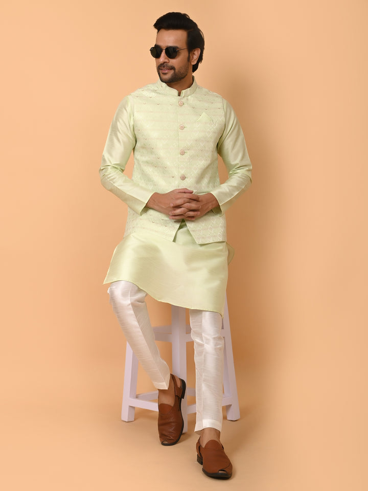 Geometric Pista Jacket Kurta Set - JT37384-1