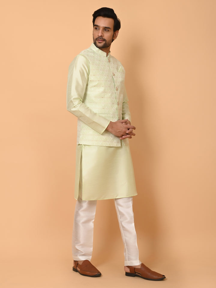 Geometric Pista Jacket Kurta Set - JT37384-1