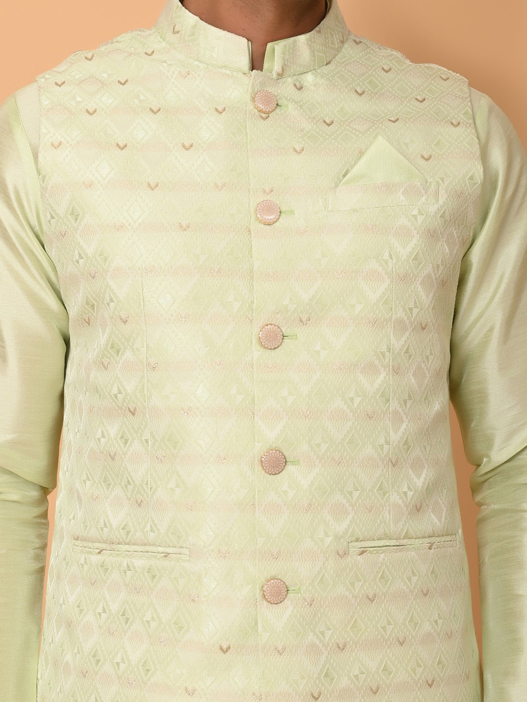 Geometric Pista Jacket Kurta Set - JT37384-1