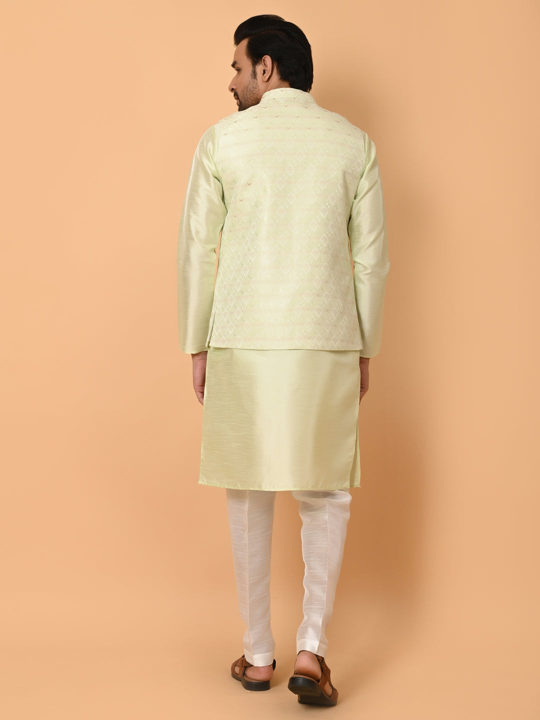 Geometric Pista Jacket Kurta Set - JT37384-1