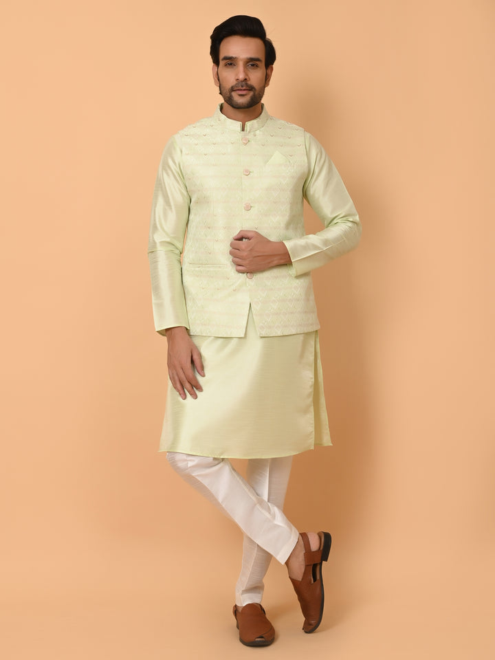 Geometric Pista Jacket Kurta Set - JT37384-1