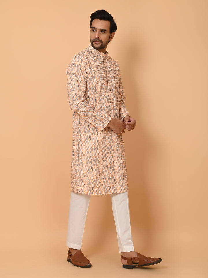 Chikan Beige Kurta Set - KM39302-52