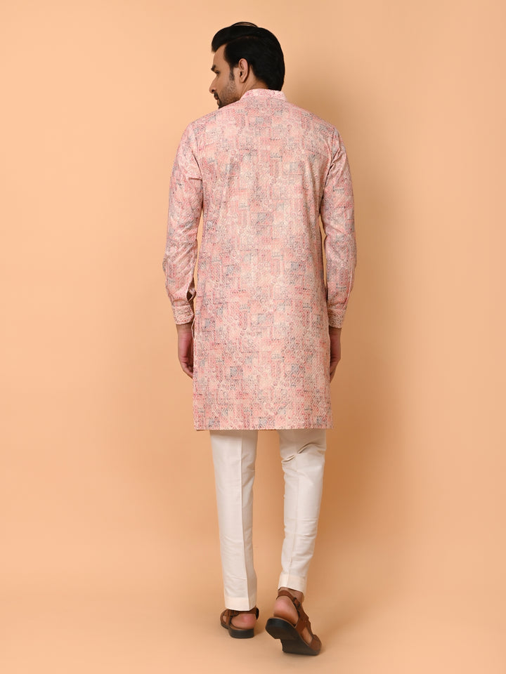 Chikan Peach Kurta Set - KT39104-9A