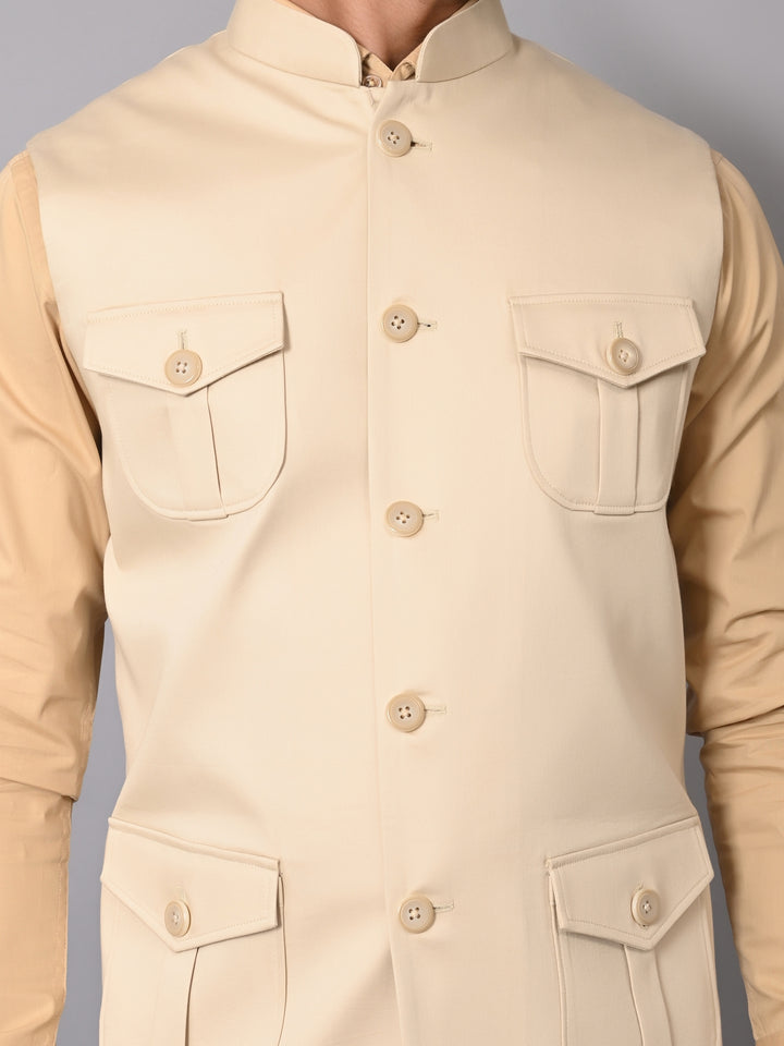 Solid Beige Nehru Jacket - B39167-151