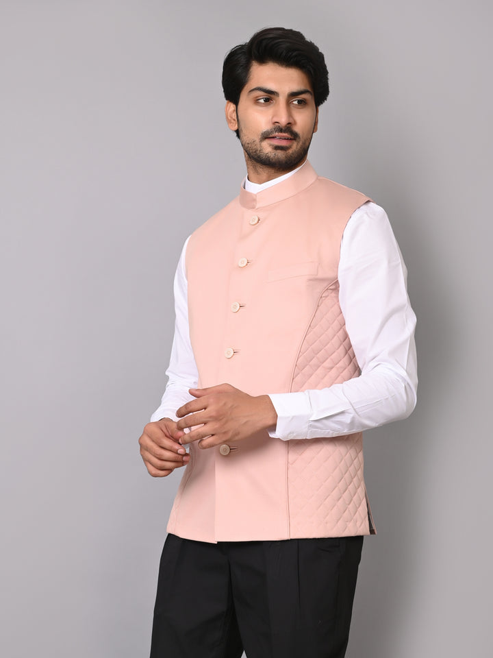 Solid Peach Nehru Jacket - B39168-21