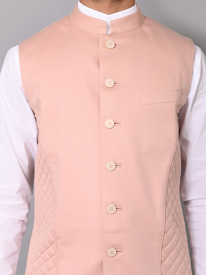 Solid Peach Nehru Jacket - B39168-21