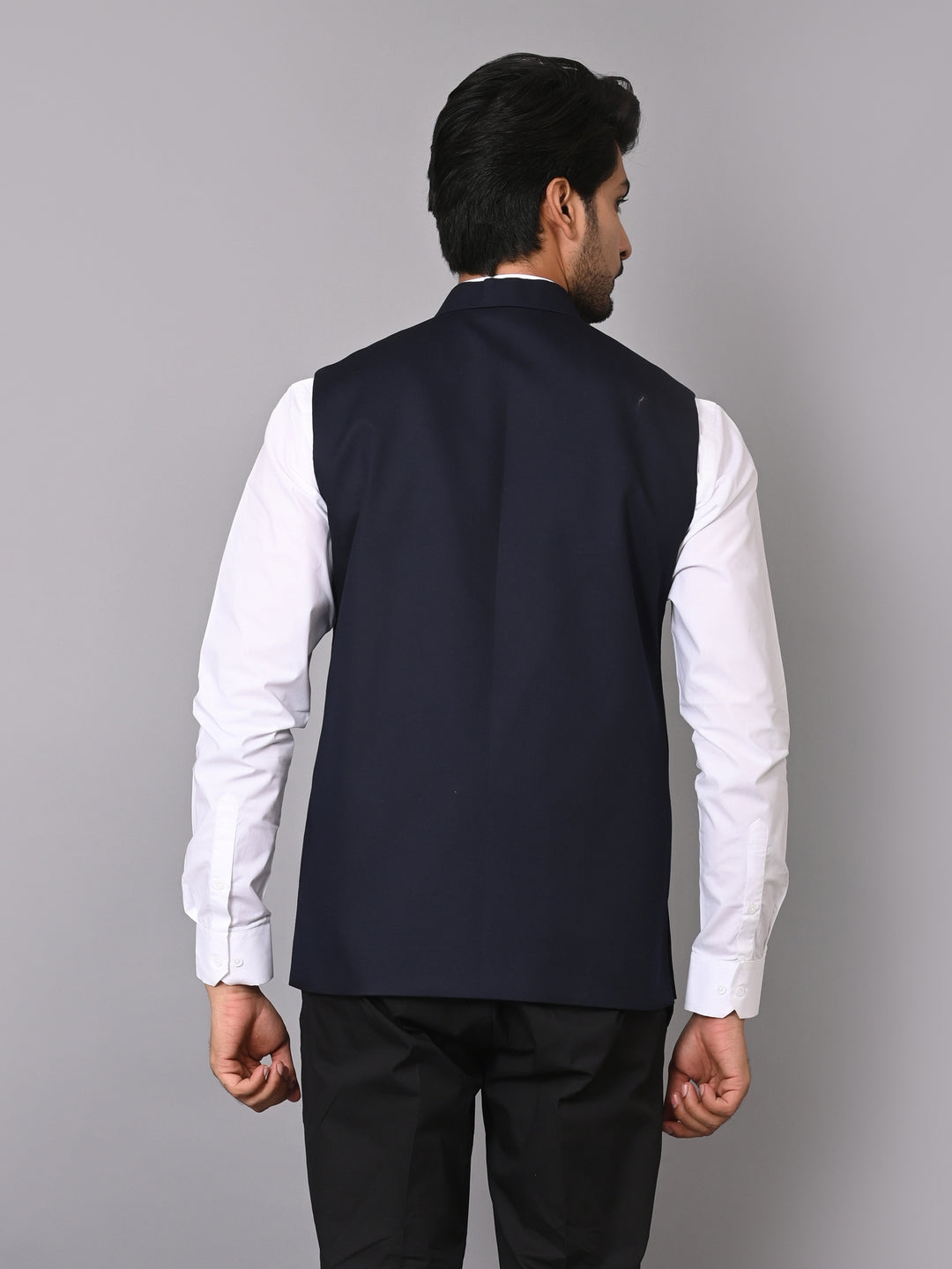 Solid Navy Blue Nehru Jacket - B39170-150