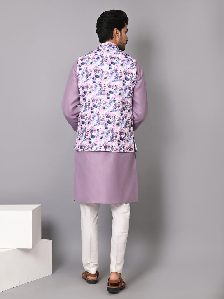 Floral Purple Jacket Kurta Set - JM40139-D2