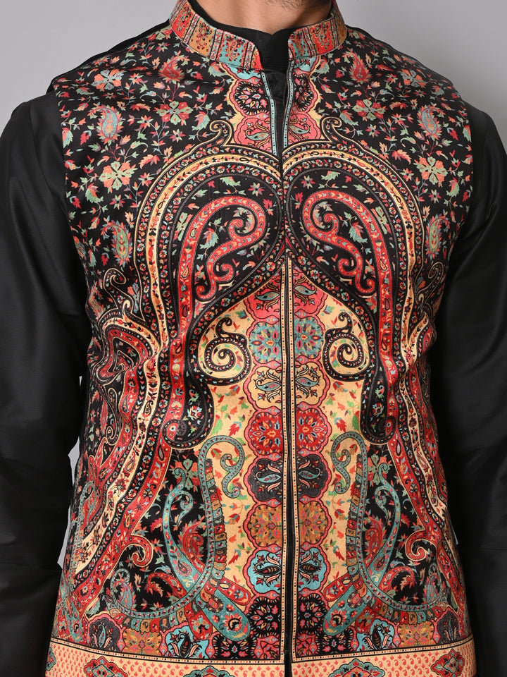 Paisley Black Jacket Kurta Set - JM40409-11