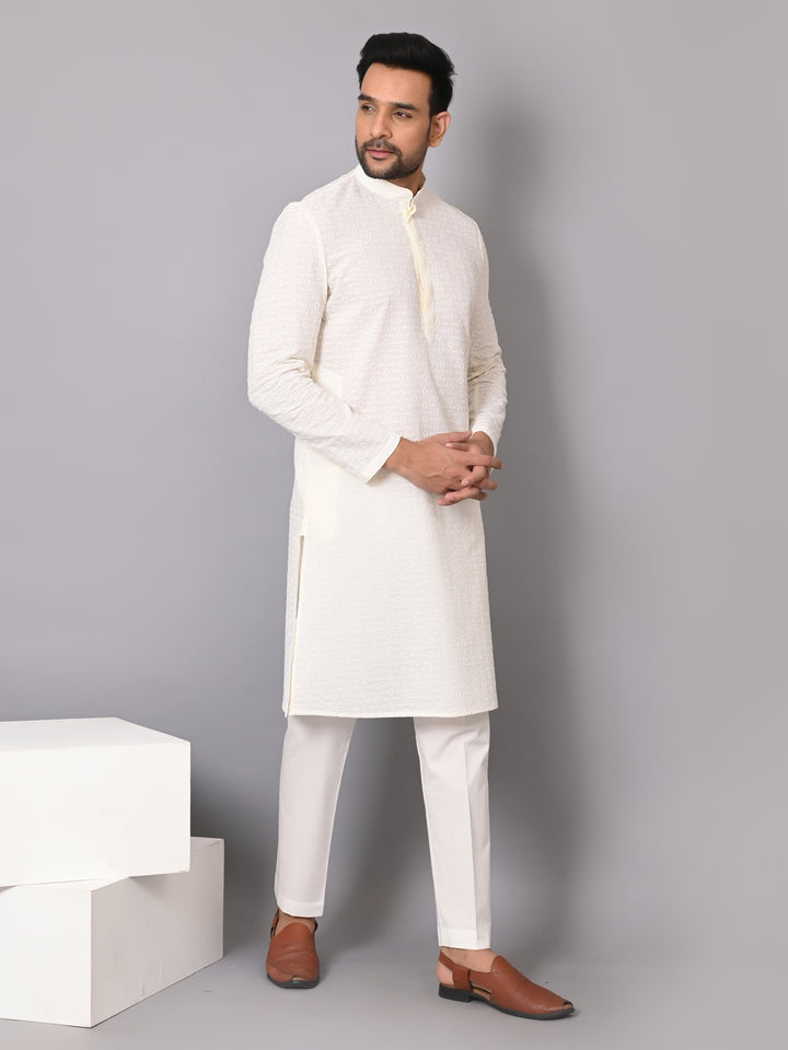 Chikan Cream Kurta Set - KM26317-C205