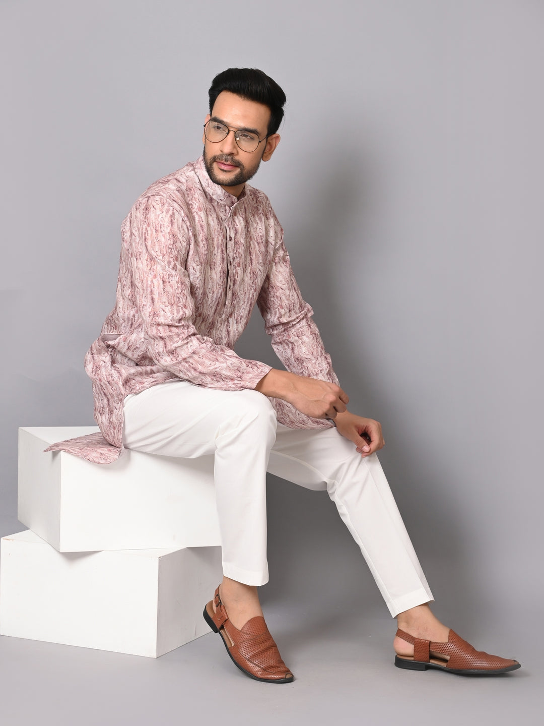 Textured Cream Kurta Set - KM36685-13