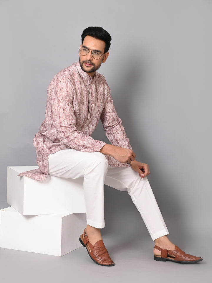 Textured Cream Kurta Set - KM36685-13