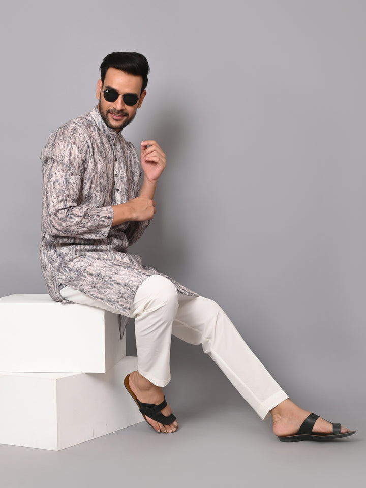 Textured Grey Kurta Set - KM36685-10