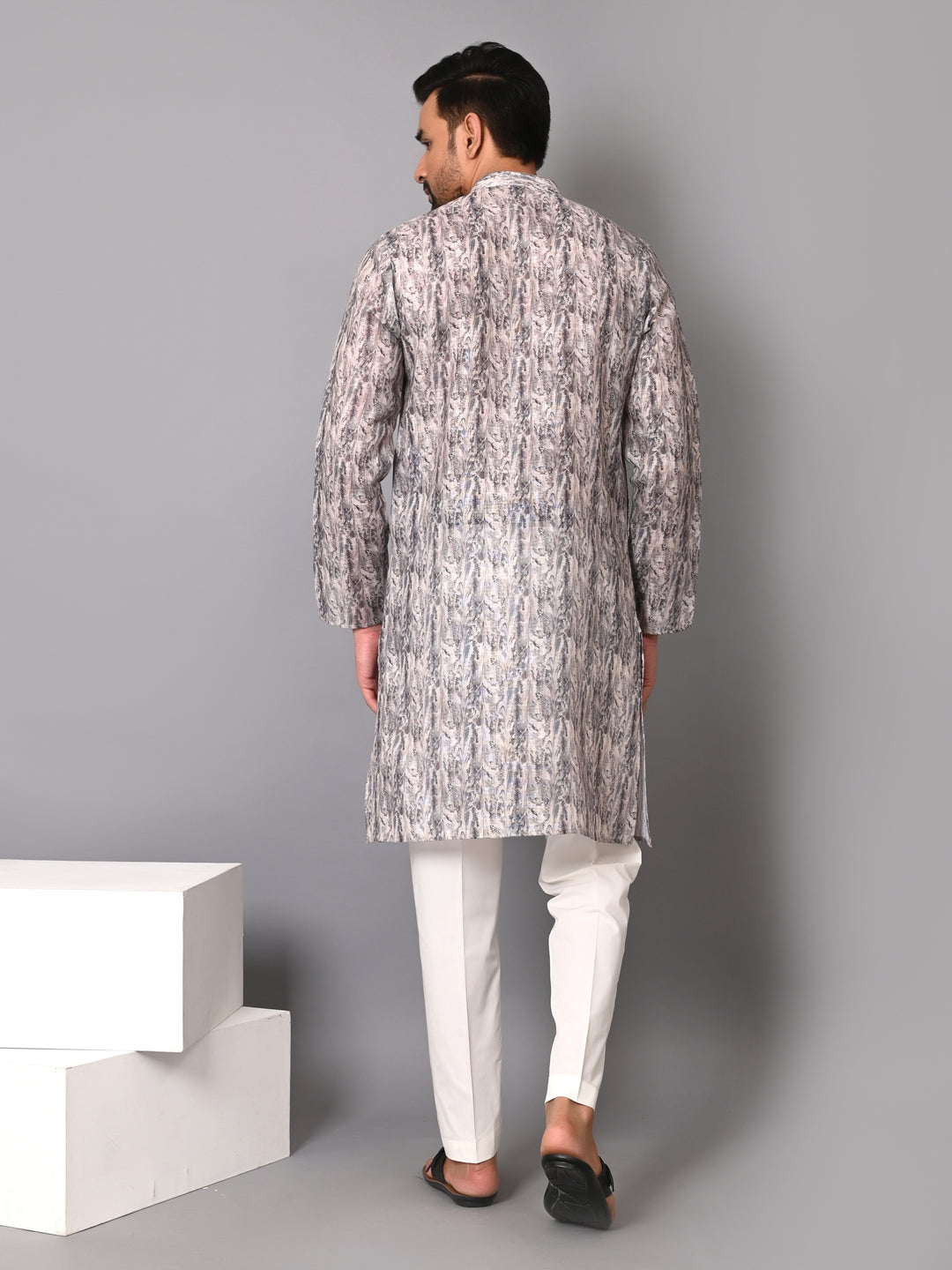 Textured Grey Kurta Set - KM36685-10