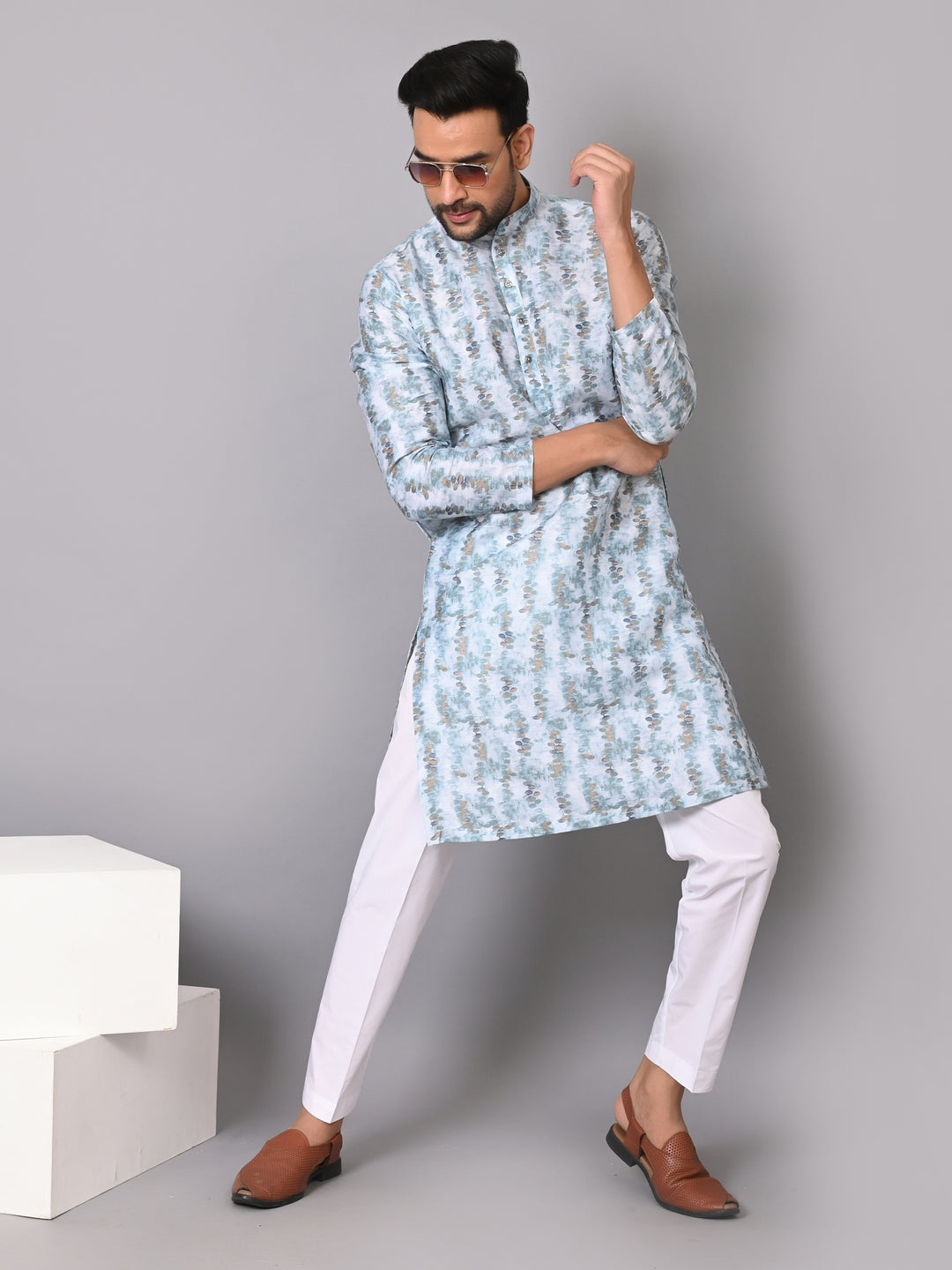 Textured Green Kurta Set - KM38302-257