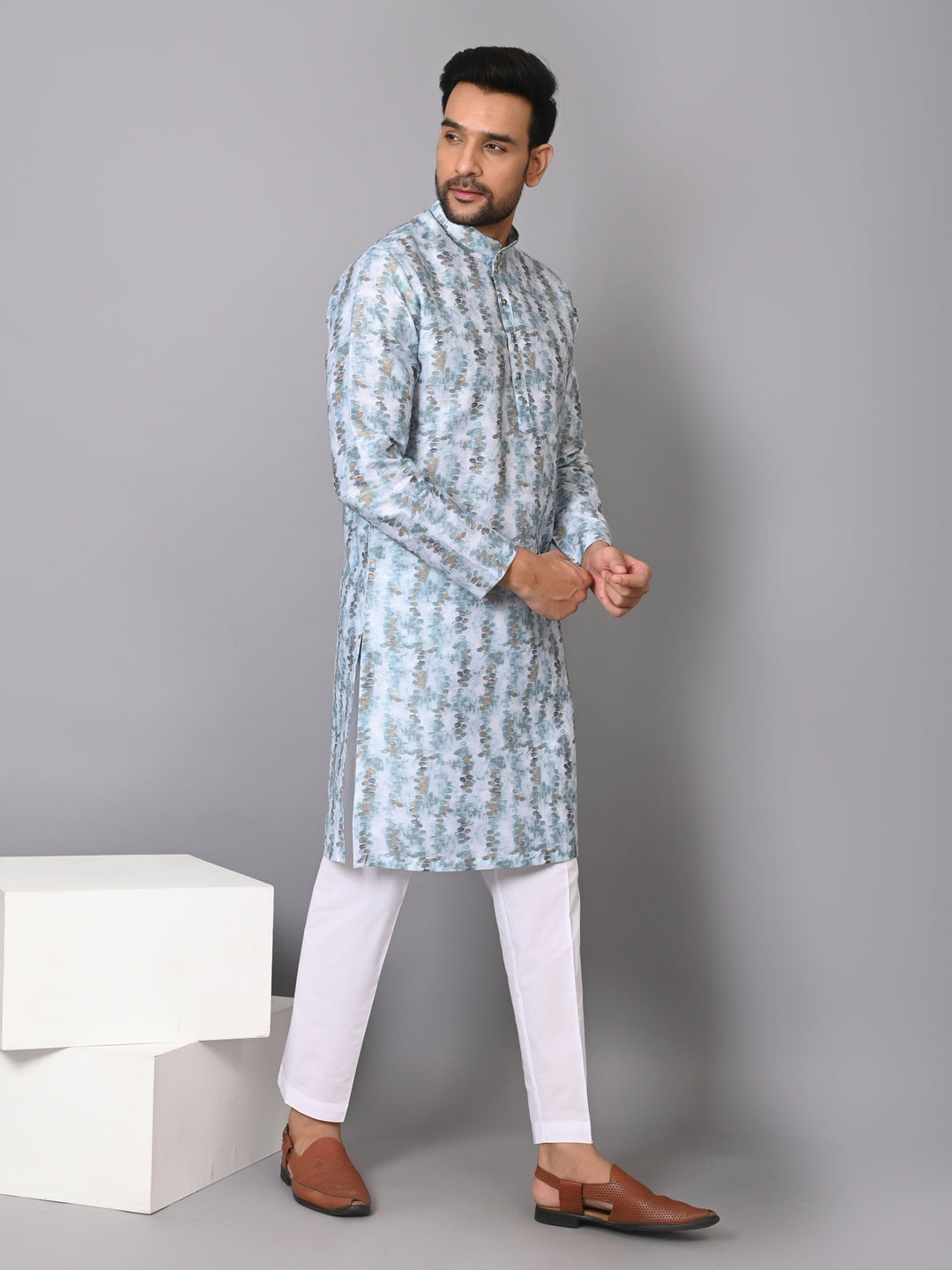 Textured Green Kurta Set - KM38302-257