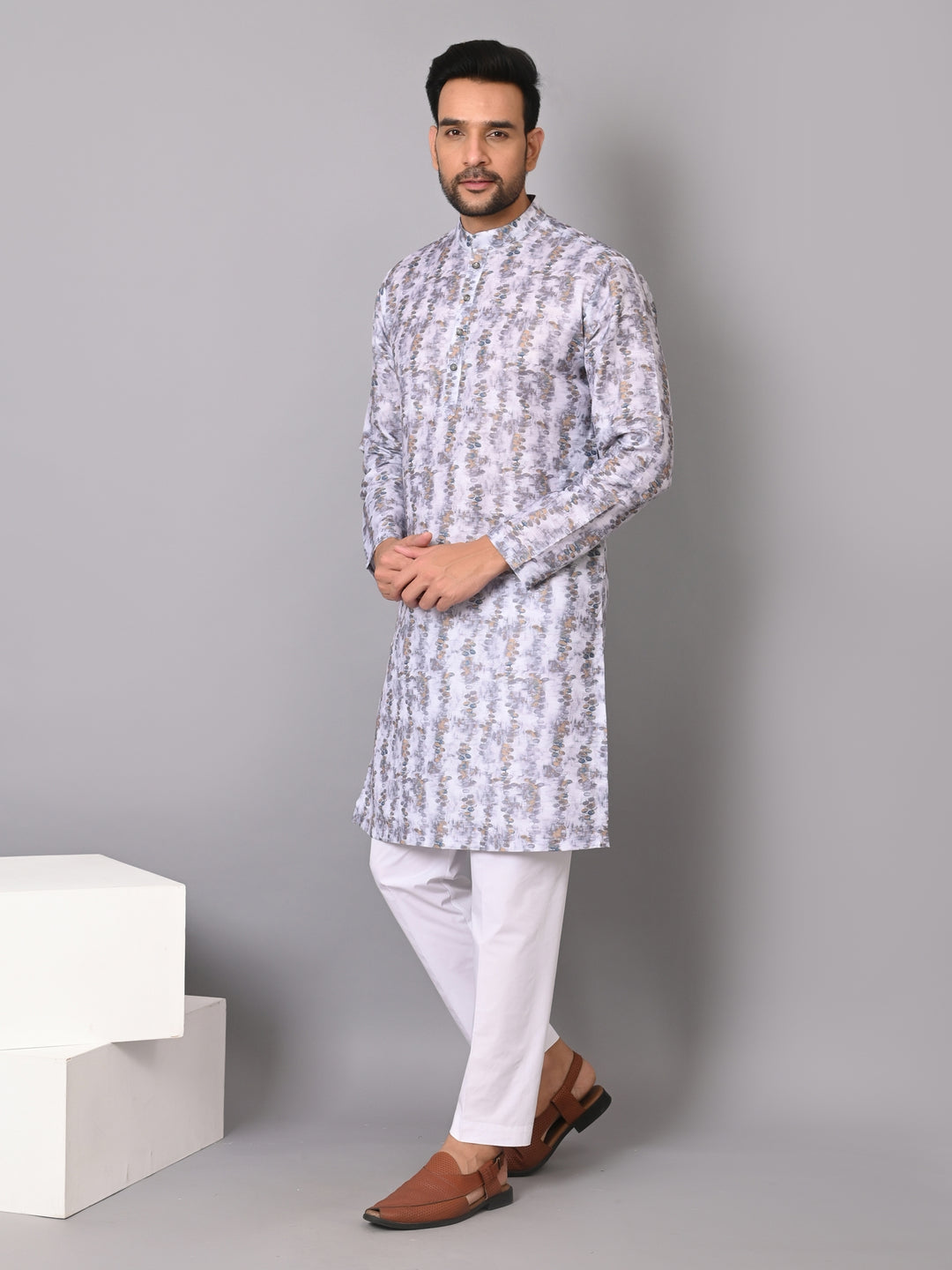 Textured Grey Kurta Set - KM38302-258