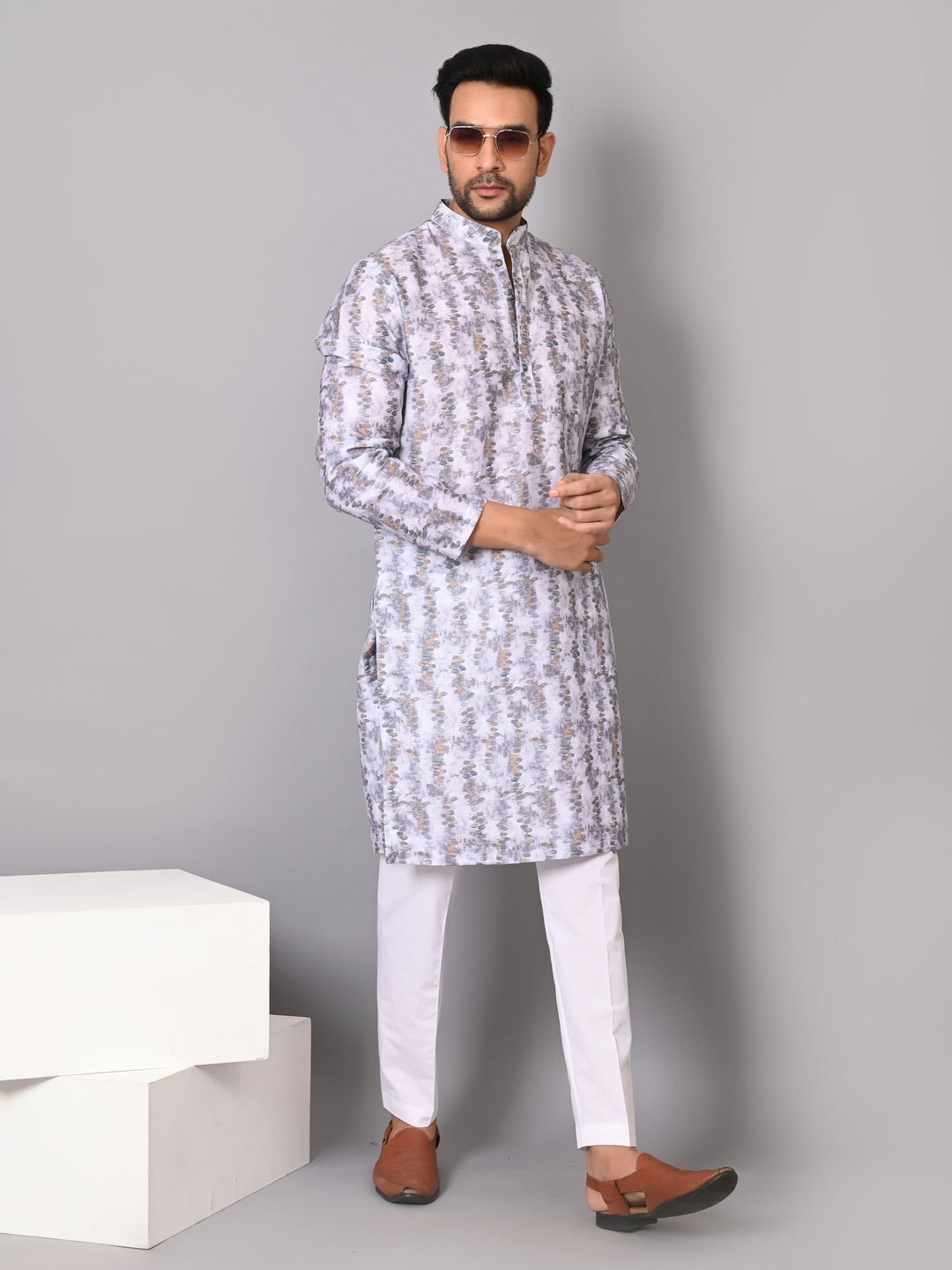 Textured Grey Kurta Set - KM38302-258