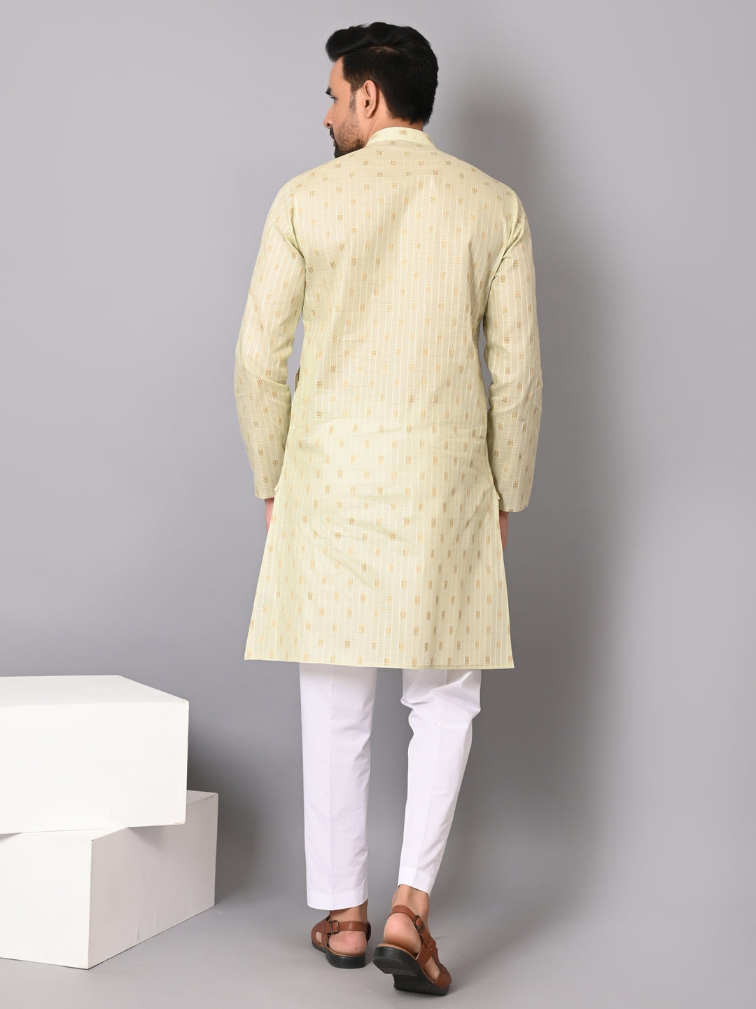 Striped Pista Kurta Set - KM38702-4