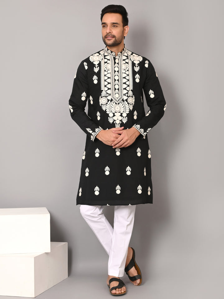 Floral Black Kurta Set - KM40485-BK3603