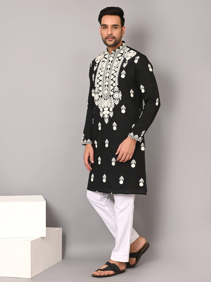 Floral Black Kurta Set - KM40485-BK3603