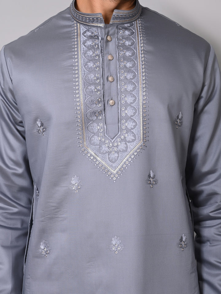 Floral Grey Kurta Set - KM40501-GY532