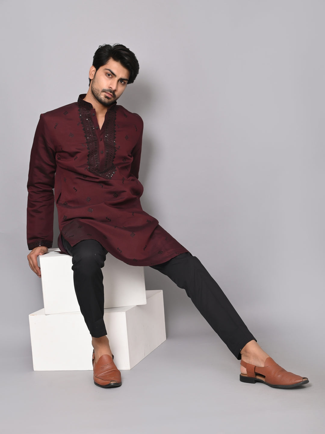 Sequence Wine Kurta Set - KM40502-16