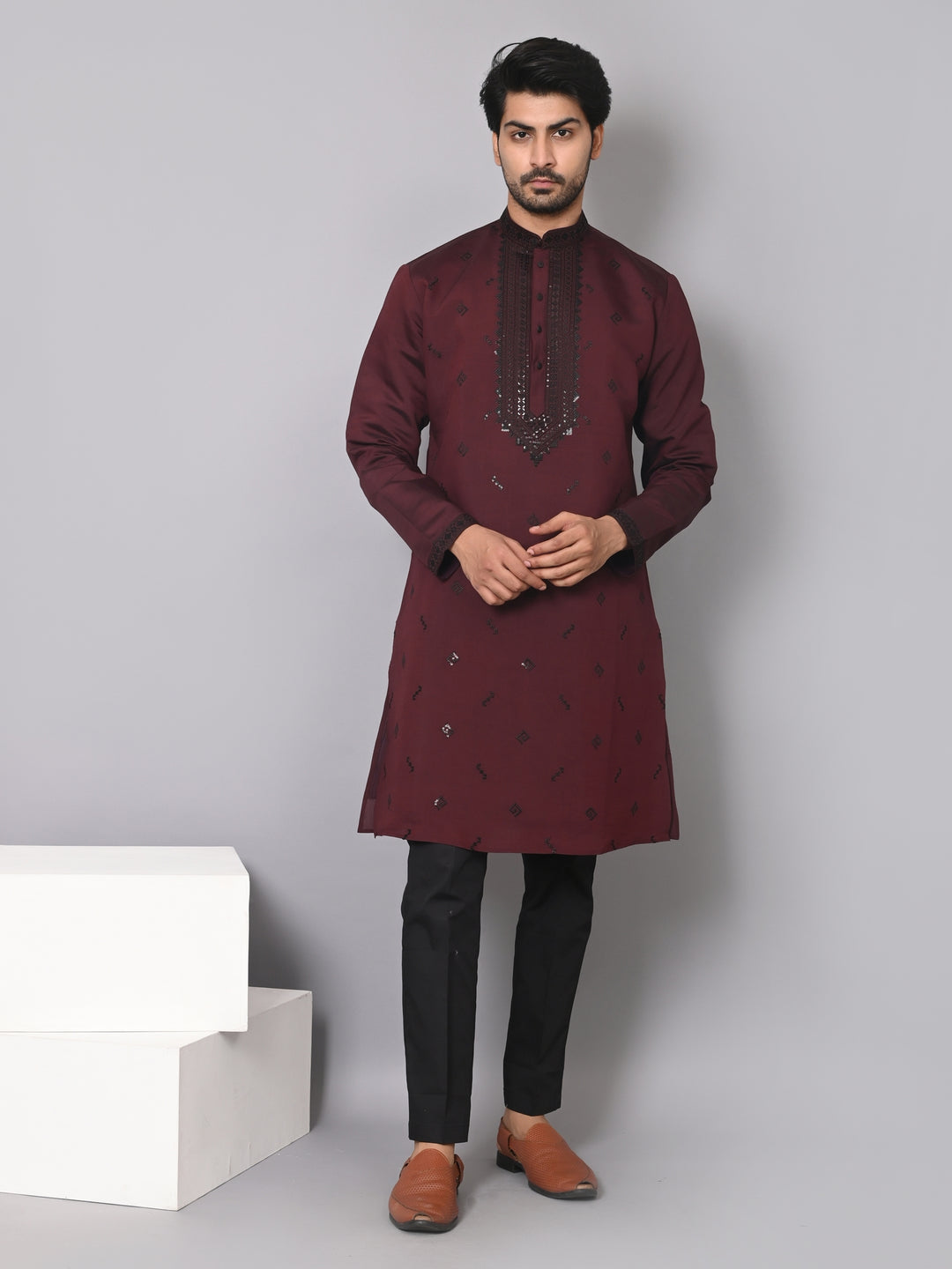 Sequence Wine Kurta Set - KM40502-16