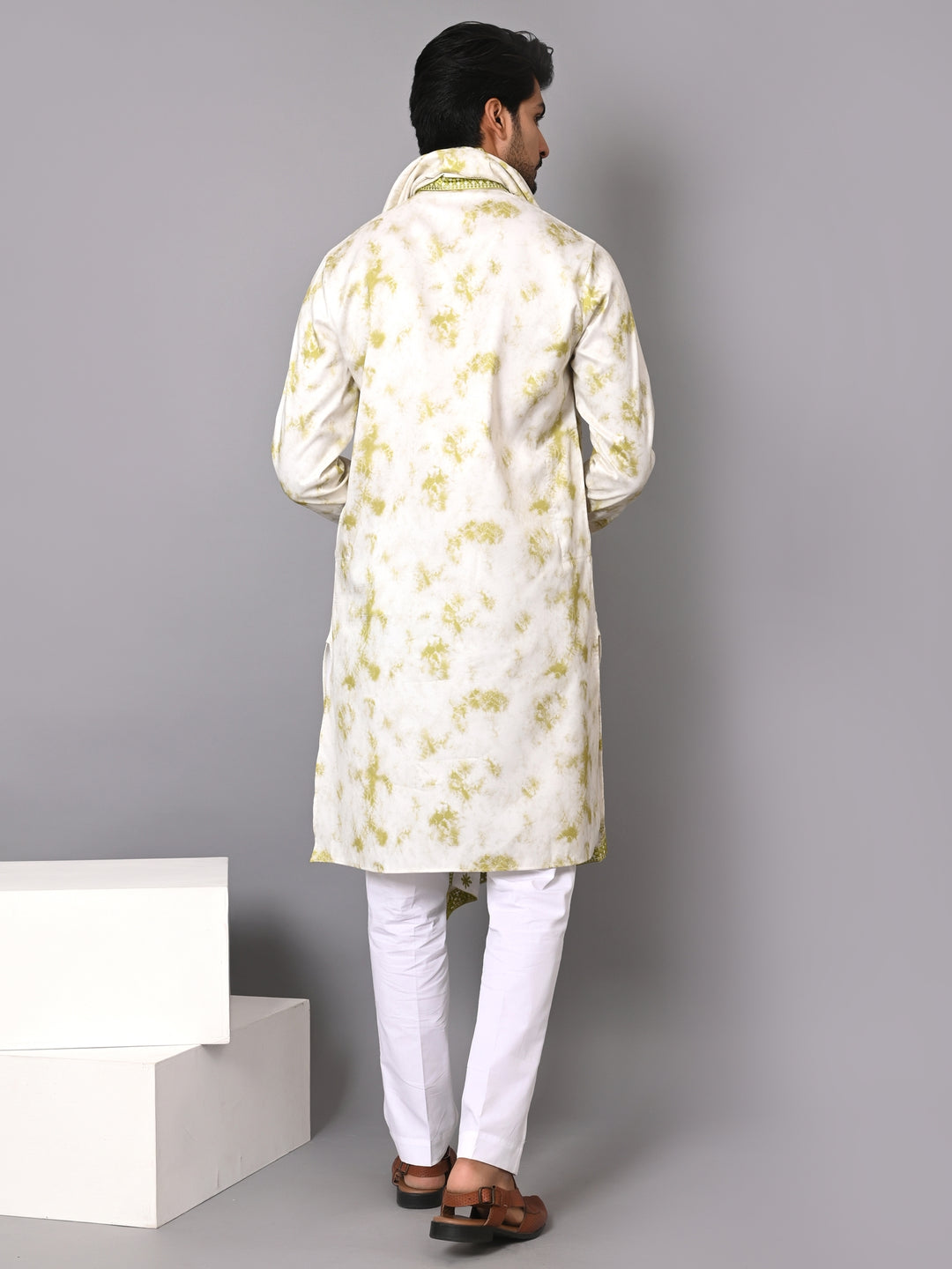 Textured Off White Kurta Set - KM40516D-59