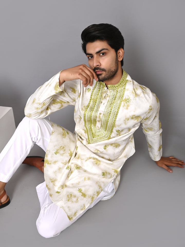 Textured Off White Kurta Set - KM40516D-59