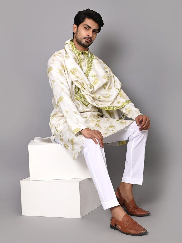 Textured Off White Kurta Set - KM40516D-59